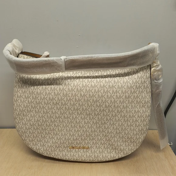 Michael Kors Brooke Lg Zip Hobo in Vanilla/Acorn - Picture 1 of 13
